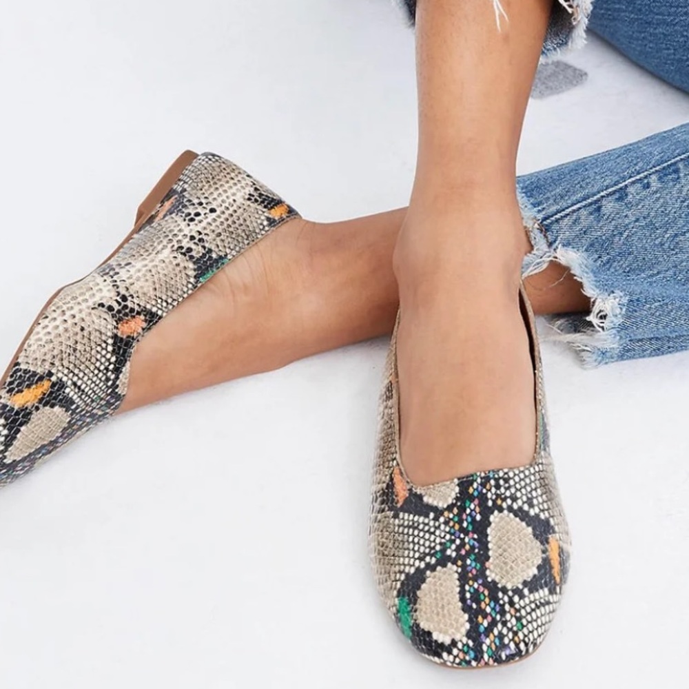 Madewell Cory Flats Embossed Leather Snakeskin Size 8.5